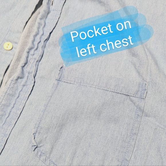 Distillery Apparel, mens med, denim look button up t shirt - EUC - Picture 9 of 10